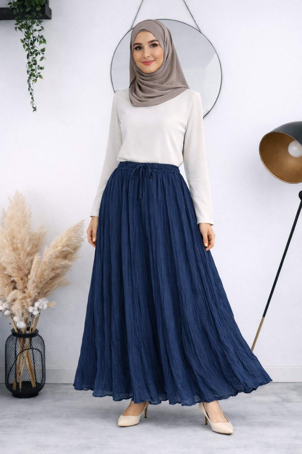 Damen Rock mit Innenfutter in Crinkle-Look