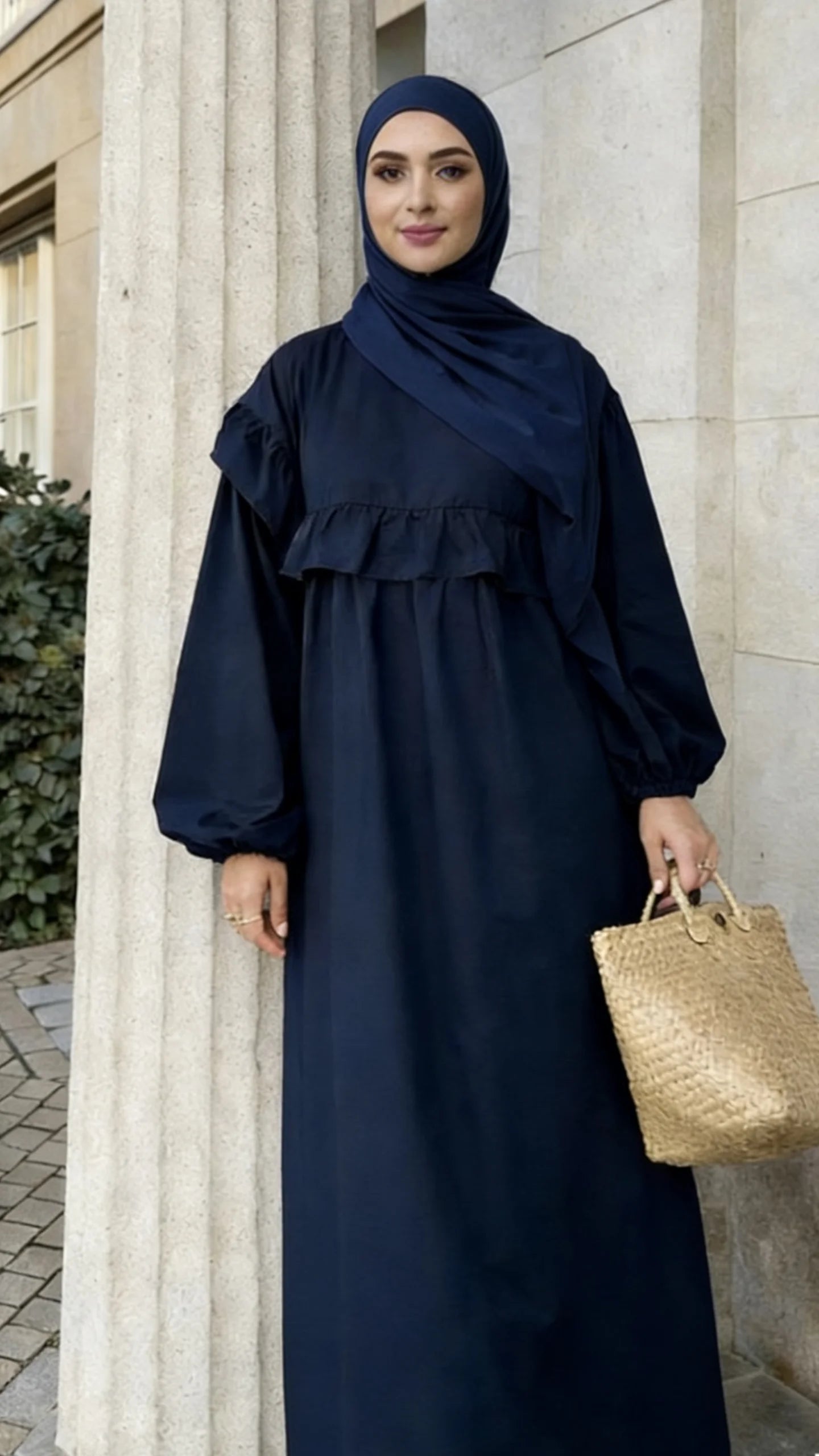 Elegant Cotton Ruffle Dress