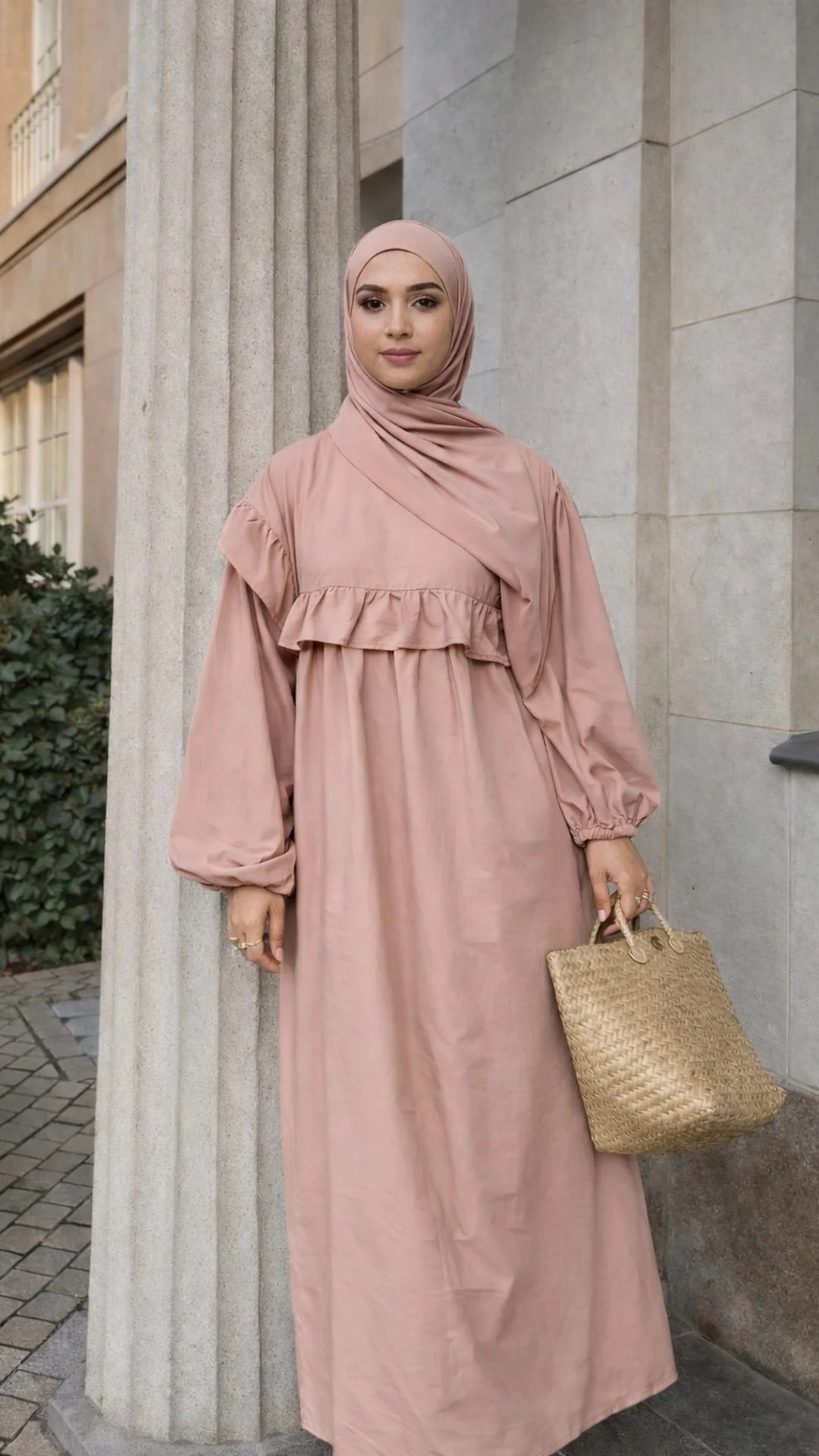 Elegant Cotton Ruffle Dress