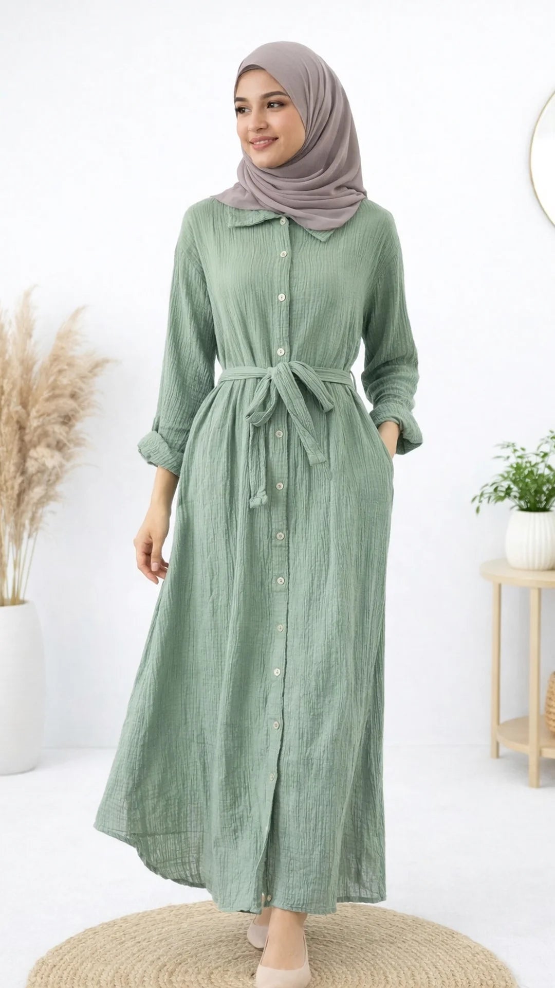 Damen Musselin- Blusenkleid