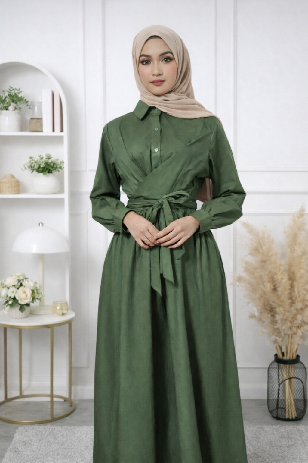 Damen Hemdkleid mit bindung und mit Taschen