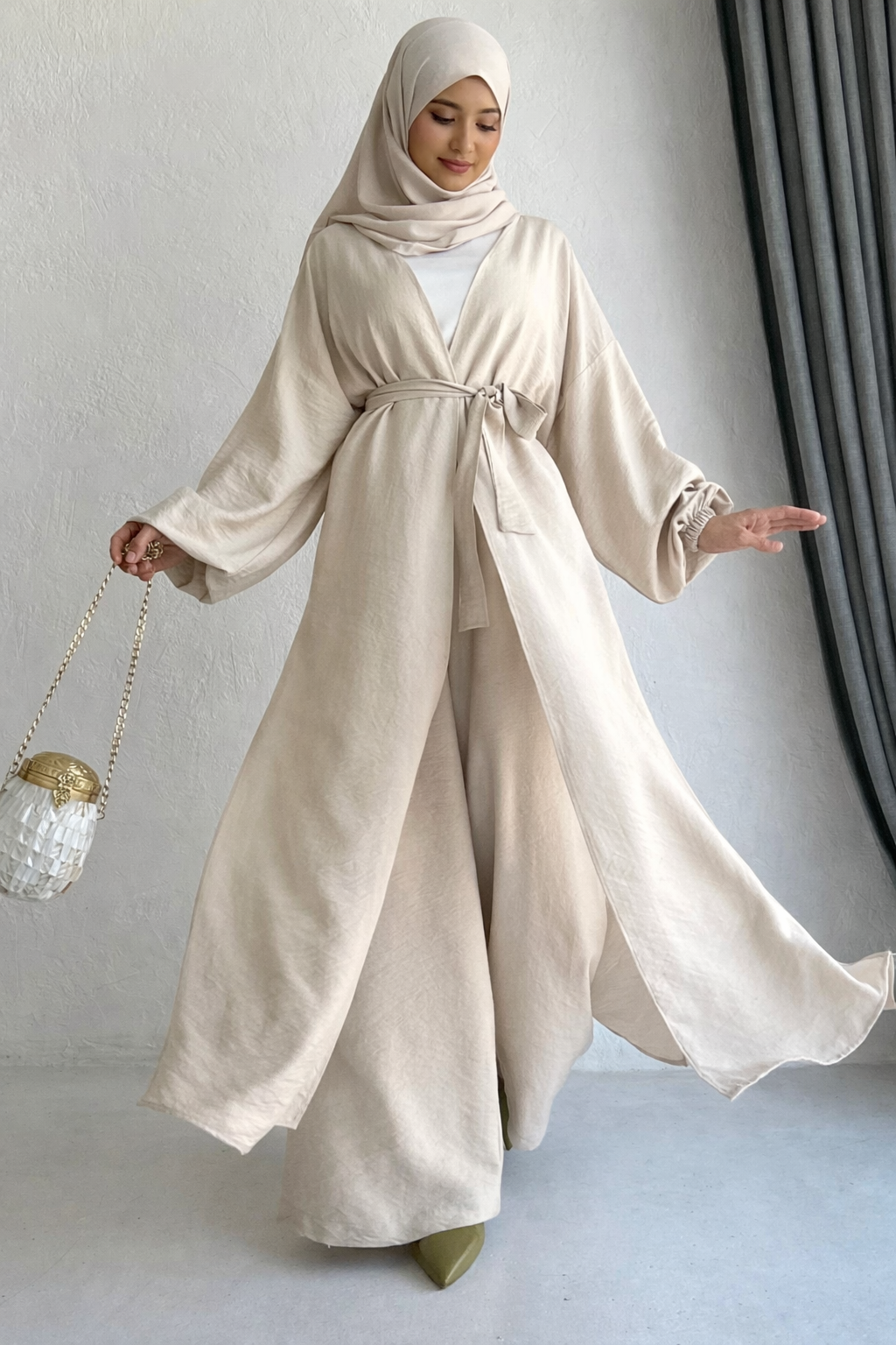 Damen lange Tunika/Hose Set mit Gürtel