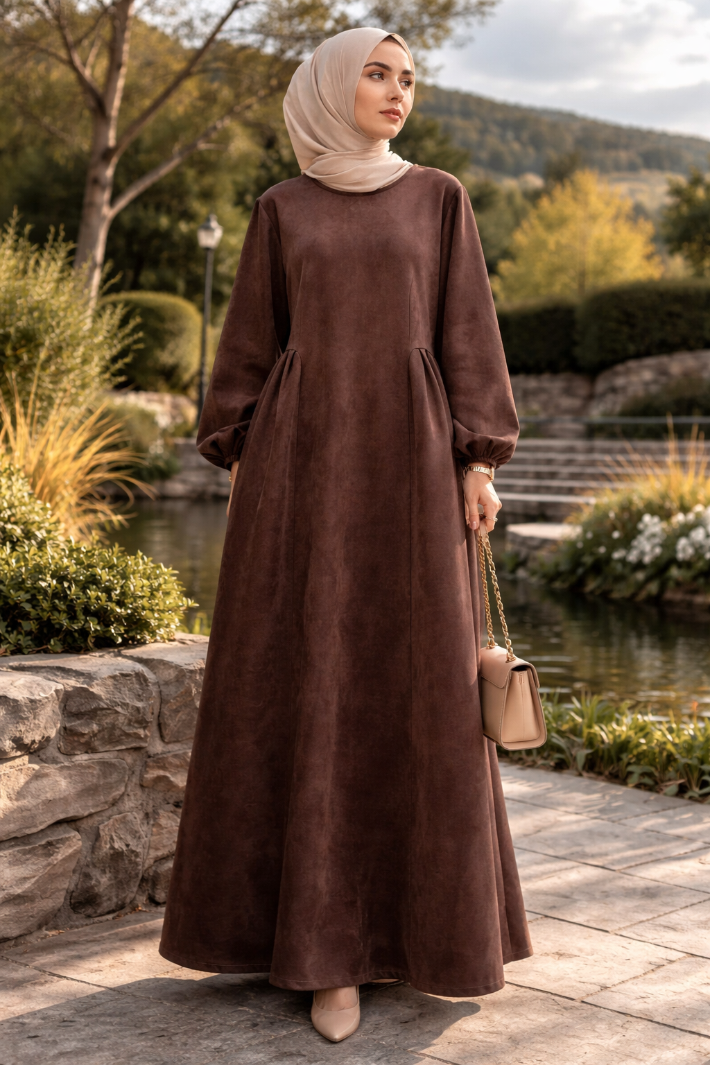 Damen Oversized Velour-Maxikleid