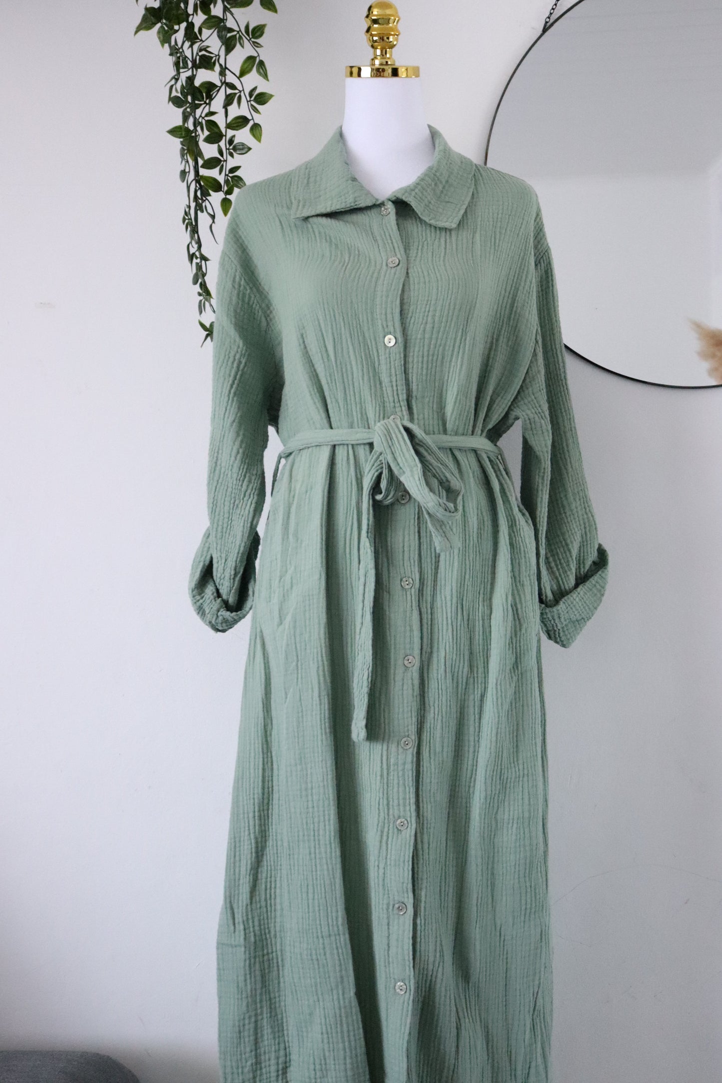 Damen Musselin- Blusenkleid
