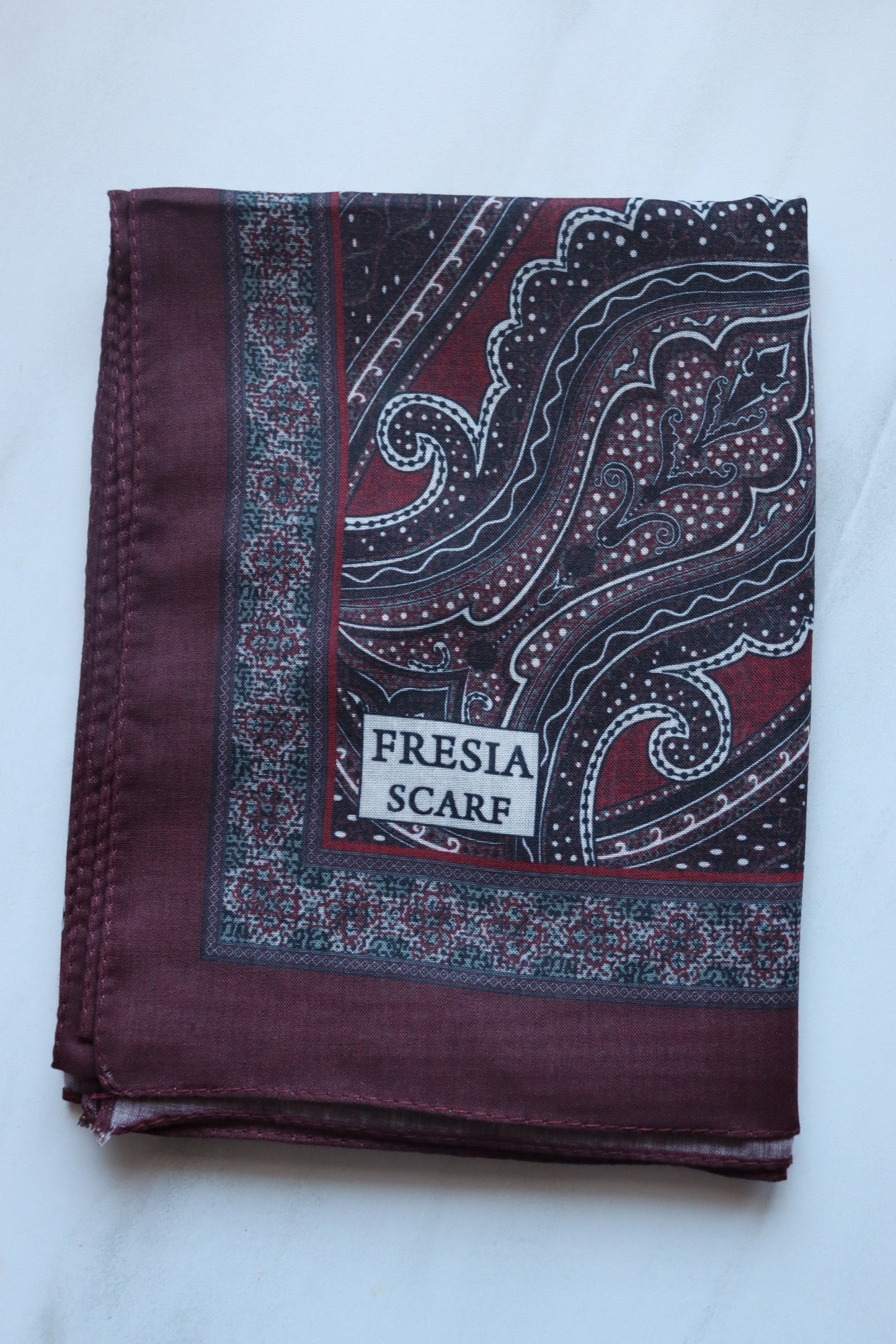FRESIA-Scarf, Retro-Hijab Schal aus Seidenstoff/Baumwolle
