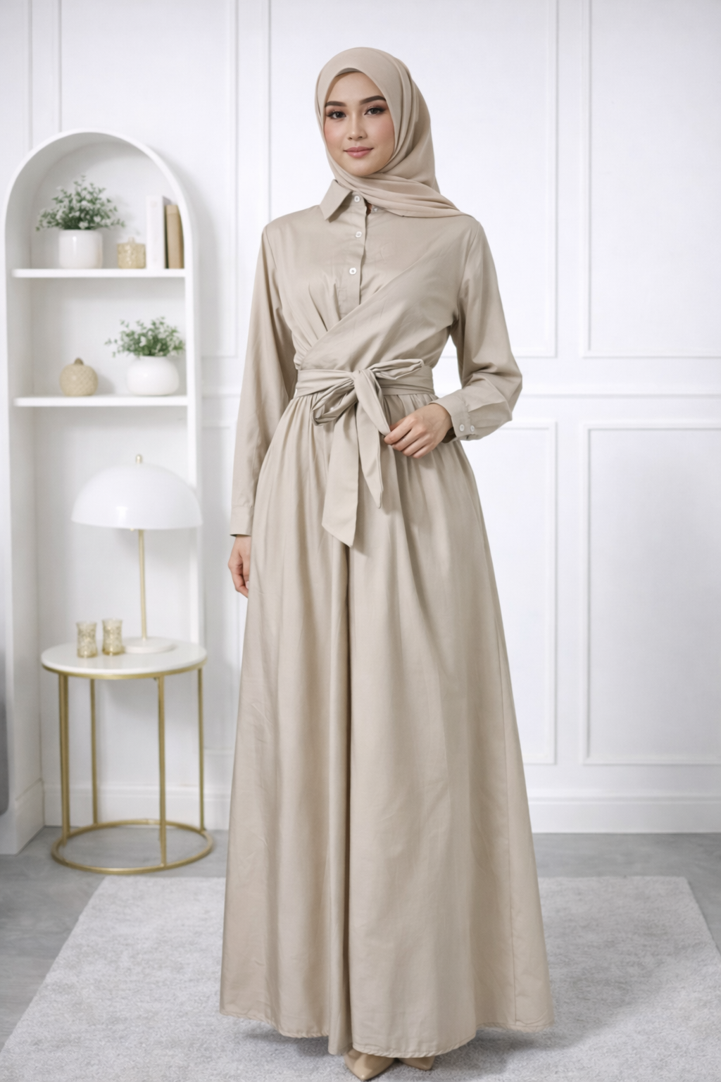 Damen Hemdkleid mit bindung und mit Taschen
