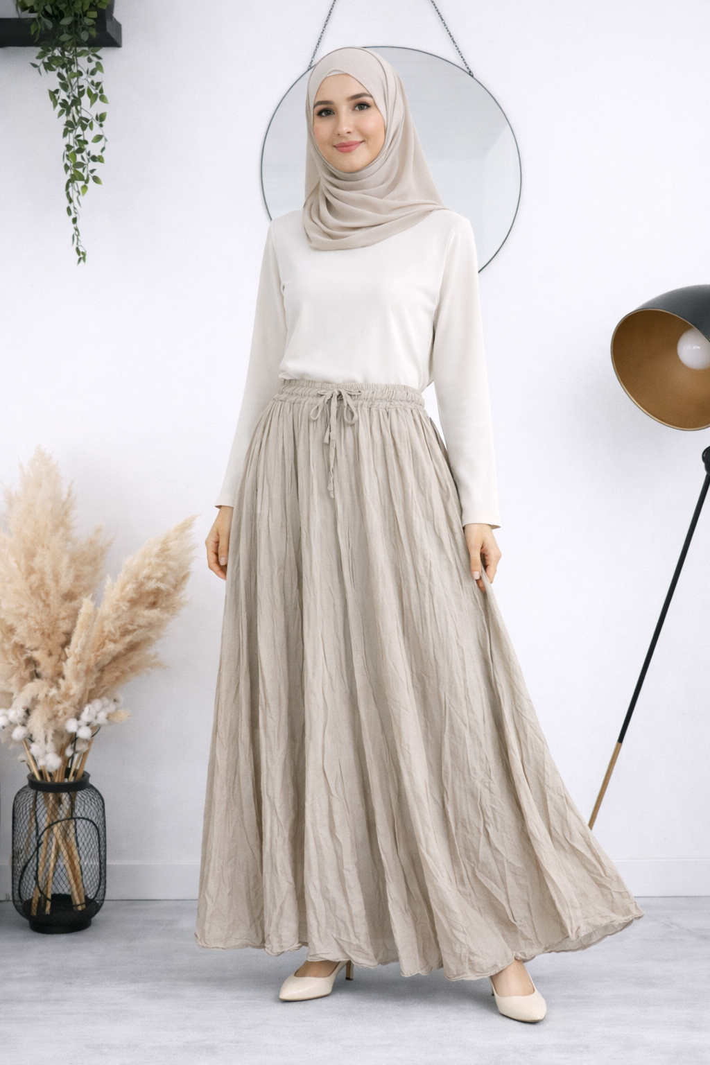 Damen Rock mit Innenfutter in Crinkle-Look