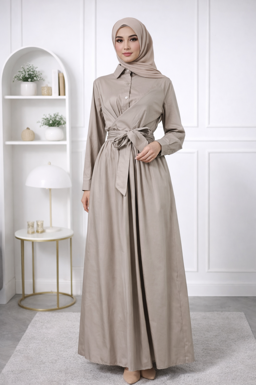 Damen Hemdkleid mit bindung und mit Taschen