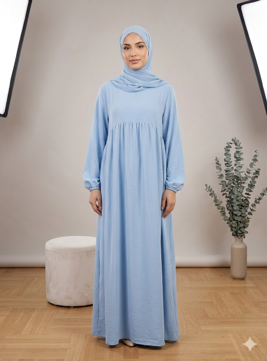 Balon kollu abaya elbisesi