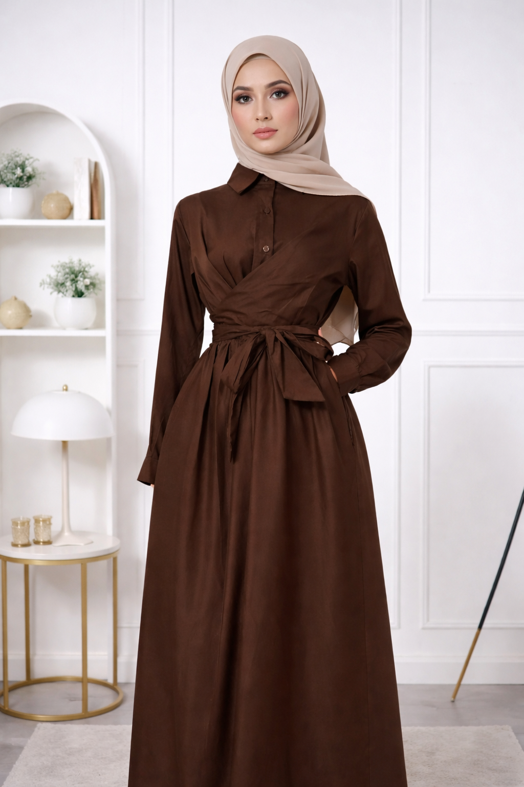 Damen Hemdkleid mit bindung und mit Taschen