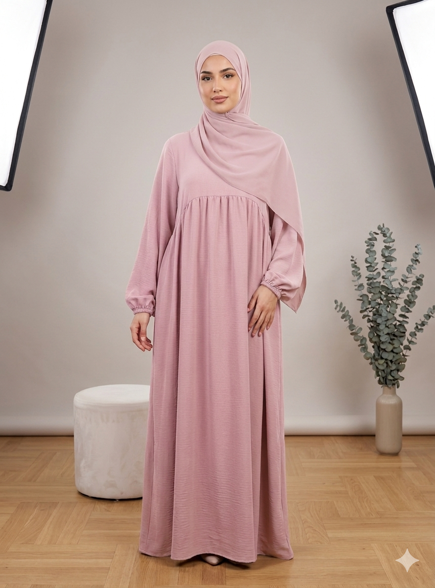 Balon kollu abaya elbisesi