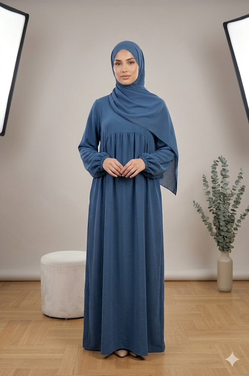 Balon kollu abaya elbisesi